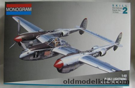 Monogram 1/48 P-38J Lightning Richard Bong - Droop Snoot or Night Fighter - With AeroMasters Decals 432 FS 475 FG New Guinea 1944 'Stricly Laffs' / 9th FS 49 FG Phillipines 1945 'Almost A Draggin - Kittie' / 80th FS SW Pacific 1944 'Jandina IV' - Bagged, 5479 plastic model kit